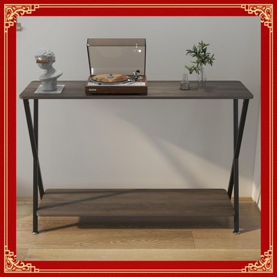 Garvee Narrow Console Table, 2-Tier Farmhouse Sofa Table with Shelves, 41.3 Inch Long Hallway Table, Behind Couch Table
