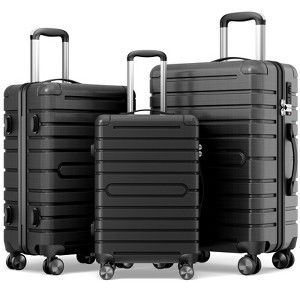 SKONYON 3 Piece Hardshell Luggage Sets Checked Spinner PC & ABS Luggage Set with YKK Zipper and TSA Lock - 1 of 4