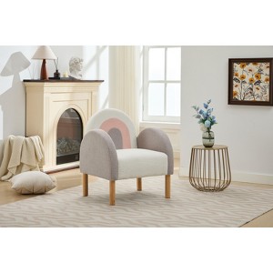 CAVINAS Compact Tufted Back Accent Chair with Rubberwood Legs,Space-Saving Arm Chair for Small Living Rooms - 1 of 4
