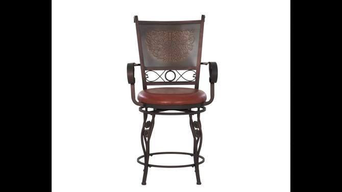 24&#34; Eli Big and Tall Copper Stamped Faux Leather Swivel Seat Counter Height Barstool - Powell Company, 2 of 13, play video