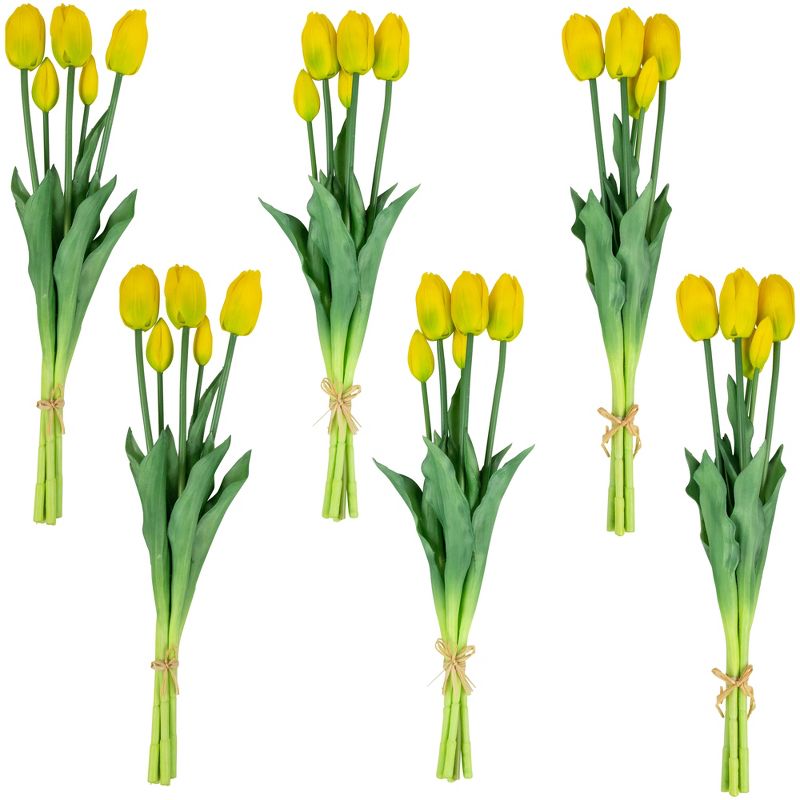 Northlight Real Touch™ Yellow Artificial Tulip Floral Bundles, Set of 6 - 18", 1 of 10