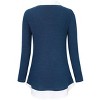 Women's Long Sleeve Contrast Collared Shirts Patchwork Work Blouse Tunics Tops - 4 of 4