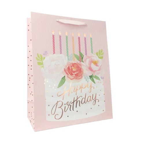 Large Happy Birthday Flower Cake Cub Gift Bag Spritz Target