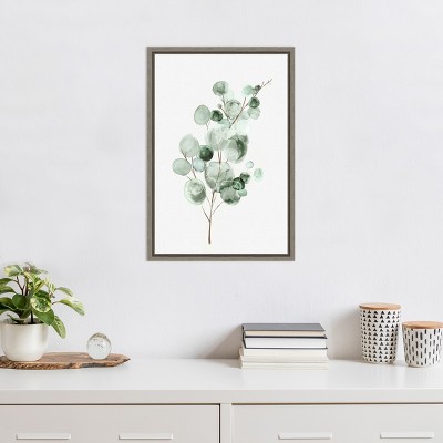 Eva Watts Eucalyptus Watercolor Canvas Wall Art Print with Frame