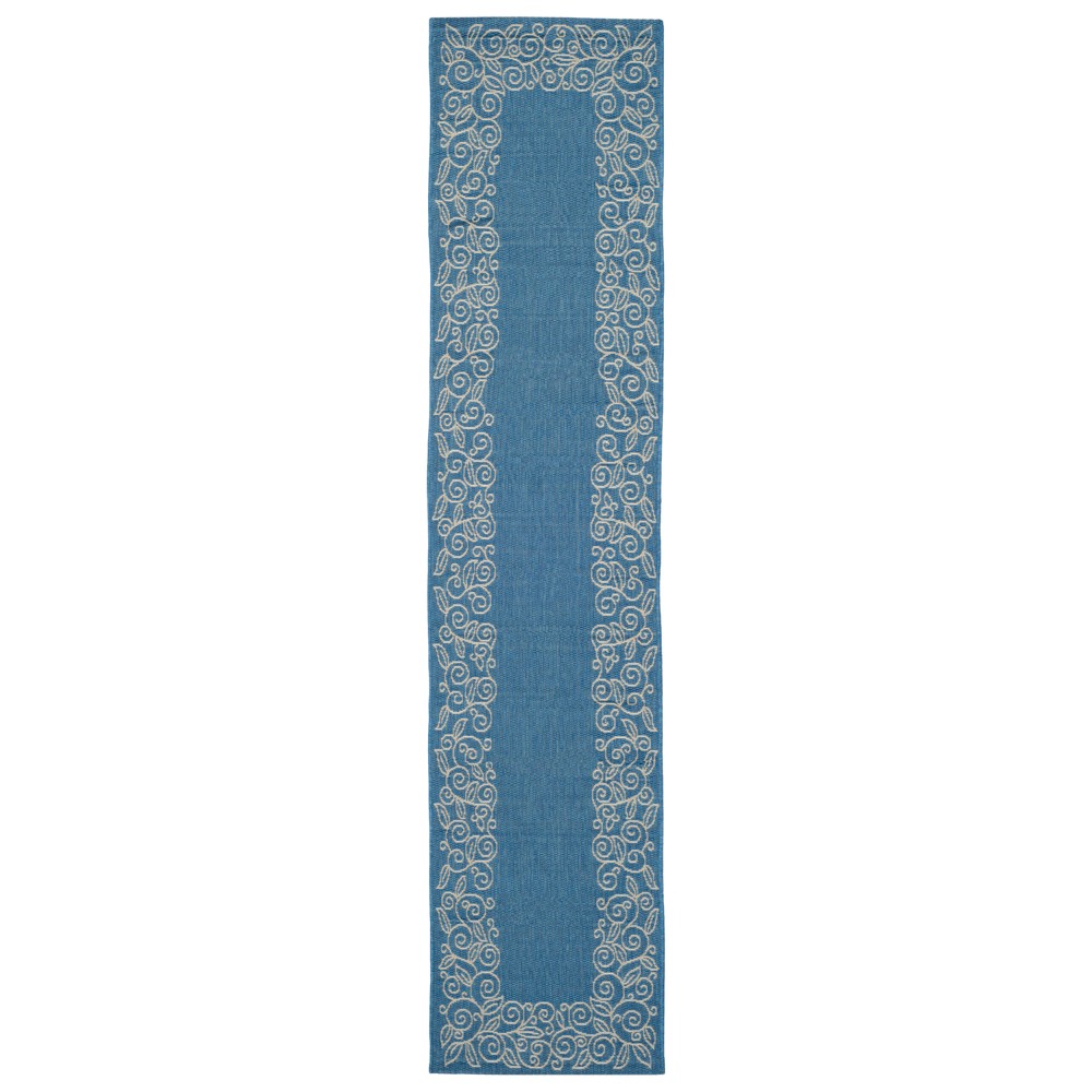 2'4inX14' Runner Glanville Patio Rug Blue/Beige - Safavieh