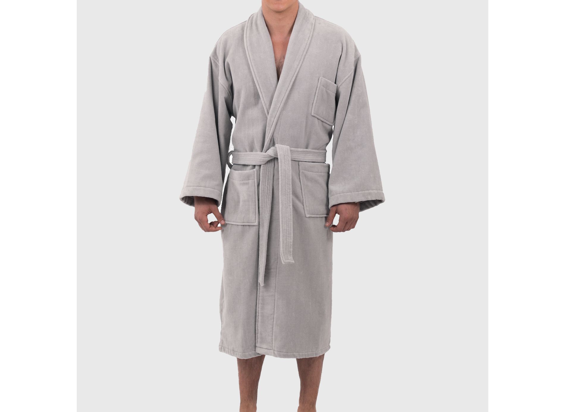 Alpine Swiss Pure Cotton Mens Terry Cloth Bathrobe Super Absorbent Spa Robe GRY ML