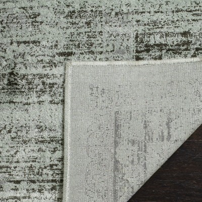 Spruce and Ivory Floral Viscose Runner Rug