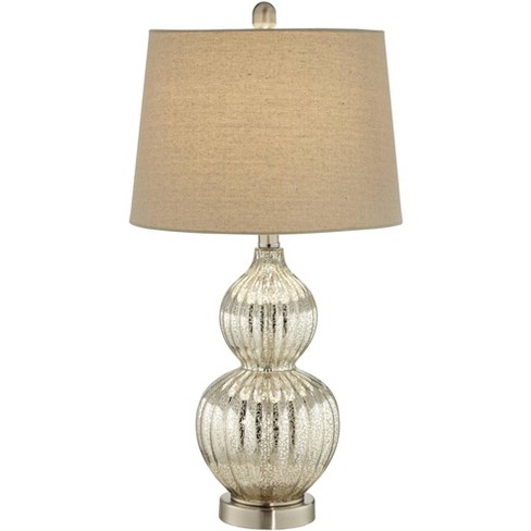 Regency Hill Cottage Table Lamp Silver, Round Glass Table Lamp Shade