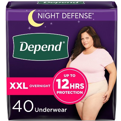 Depend Night Defense Adult Incontinence Underwear for Women - Overnight Absorbency - XXL - Blush - 40ct