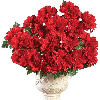 Collections Etc Artificial Multicolor Zinnia Bushes Stakes - Set of 3