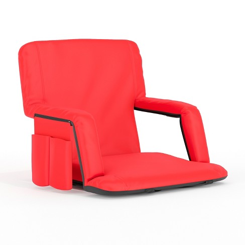 Flash Furniture Malta Red Portable Lightweight Reclining Stadium Chair With Armrests Padded Back Seat With Dual Storage Pockets And Backpack Straps Target