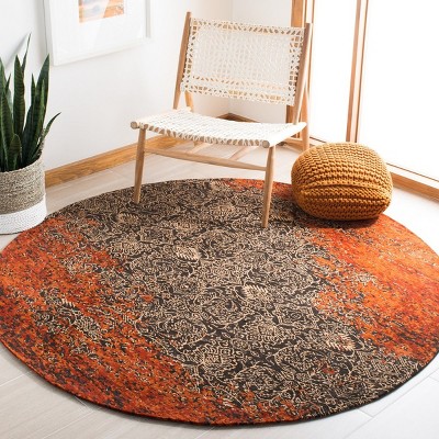 Rust and Brown Distressed Vintage 6'x9' Area Rug