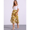 INSPIRE CHIC Women's Chiffon Elastic Waist Ruffle Tiered Flowy Midi Floral Printed Skirts - 2 of 4