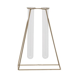 Transpac Metal 9.45 in. Gold Double Tube Vases Set of 3 - 1 of 2