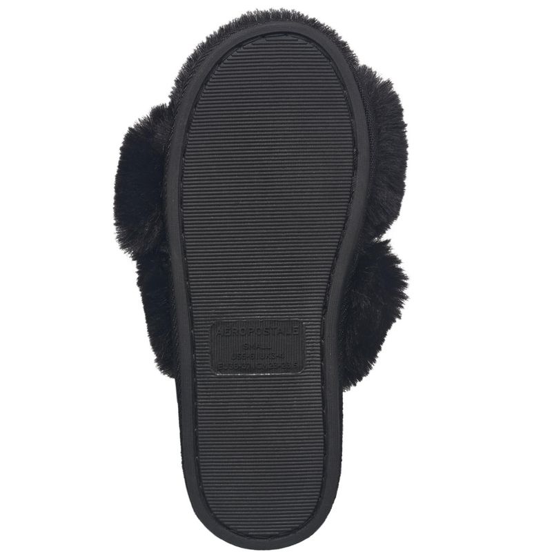 Aeropostale Women's Fuzzy Criss Cross House Slippers with Cushioned Comfort, 5 of 6