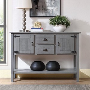 48'' Solid Wood Sideboard Buffet Table with Drawers & Bottom Shelf,Retro Console for Kitchen Dining Entryway-Baofuwish - 1 of 4