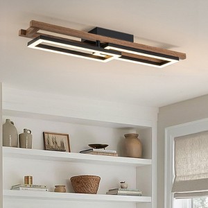 LLHZSY Integrated LED Rectangle Wood Semi Flush Mount Ceiling Light for Hallway Foyer - 27 9/16” - 1 of 4
