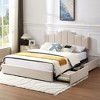 VECELO Queen/Full Size Platform Bed Frame with Type-C & USB Charging Stations and 4 Storage Drawers, Upholstered Adjustable Headboard, Beige - 4 of 4