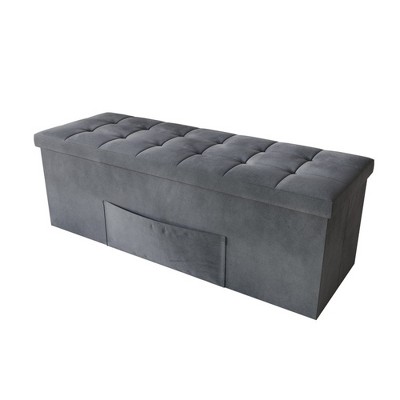 Home Design Chico 42" Tufted Upholstered Folding Storage Bench With Pocket