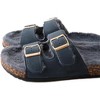 Roxoni Women's Feather-Embellished Open-Toe Slippers , Adjustable Double Buckle Cozy Cork Slide Sandals - 3 of 4
