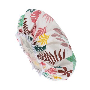 Unique Bargains Women's Leaves Pattern Shower Cap Assorted Color 1 Pc - 1 of 3