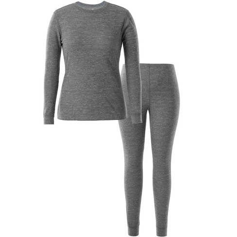 Women's Cotton Waffle Knit Thermal Underwear Stretch Shirt & Pants 2pc Set ( M, Black) 