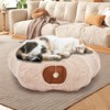 ELJGET Cat Tunnel with Cat Bed – Soft Plush Peekaboo Donut Tunnel Cave for Indoor Cats, Kittens & Rabbits, Gray - 3 of 4