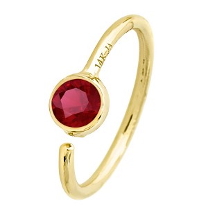 Jewelry Avalanche 20G 14K Gold Ruby Nose Hoop Ring, Bezel Set, 8mm Twist-open - 1 of 2
