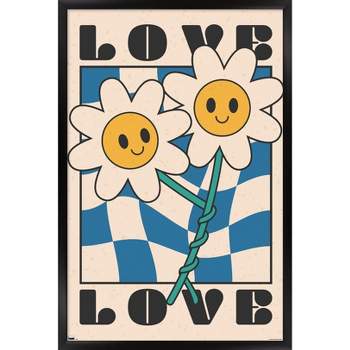Trends International Smile Face - Love Flowers Framed Wall Poster Prints