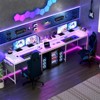 U Shaped Desk, 126 Inch Gaming Desk with Monitor Stand and LED Lights, Reversible Shaped Large Computer Desk with Power Outlets, Office Desk - 2 of 4