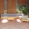 vidaXL Patio Lounge Set with Gray Cushions Solid Pinewood - Brown and Gray - 2 of 4
