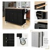 Rolling Kitchen Island Cart, with Wood Desktop, Cabinet and Drawers, Spice Rack, Towel Rack, Wine Rack, for Kitchen, Dining - 4 of 4