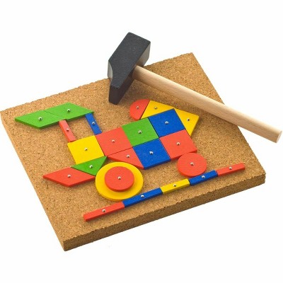 HABA Tap & Tack Jr. Imaginative Design Play Set with Corkboard, Hammer, Templates and 50 Wooden Tiles