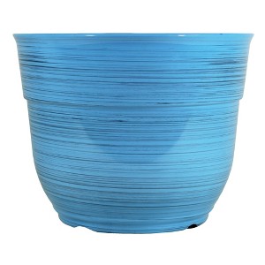 Garden Elements Indoor/Outdoor Glazed Brushed Happy Plastic Planter, Large, 15in - 1 of 4