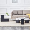 VYNXARIA Modern Double-Layer Round Coffee Table with Transparent Gray Glass Top - 2 of 4