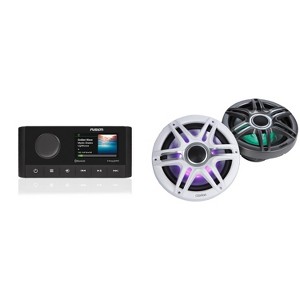 Fusion MS-RA210 Source Unit w/ Clarion CMSP-771RGB-SWG Premium 7.7-inch Coaxial Marine Speakers with built-in RGB illumination ( Includes White & G... - 1 of 4