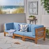 GDFStudio Cascada 90" Outdoor Acacia Wood 3 Seater Sofa with Cushions - 2 of 4
