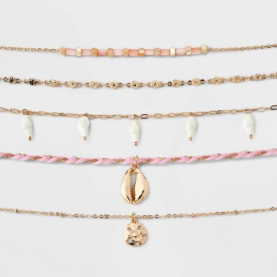 Seashell Choker Necklace Set 5pc - Wild Fable™ Gold
