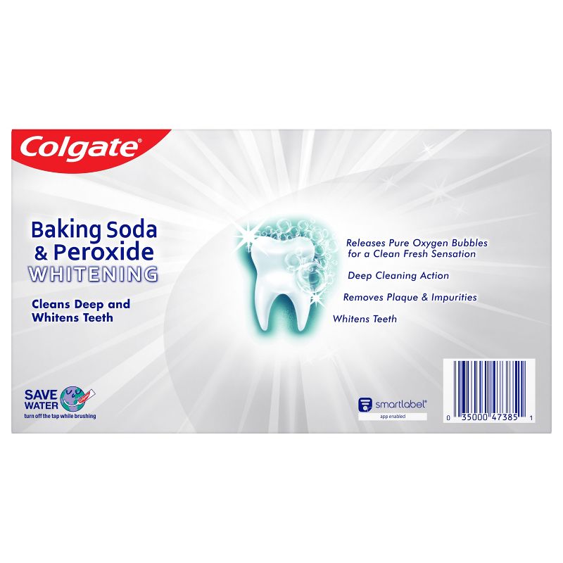 Colgate Baking Soda and Peroxide Whitening Toothpaste - Frosty Mint Stripe - 6oz/3pk, 4 of 7