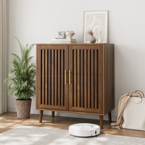 ORRD Farmhouse Buffet Cabinet with Louvered Doors, 31.5" Wood Storage Sideboard for Kitchen, Dining Room & Living Room in Walnut - 1 of 4