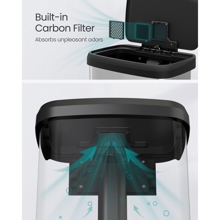 21-Gallon Stainless Steel Trash Can - Large Kitchen Garbage Bin with Stay-Open Lid, Odor Control & Foot Pedal, Space-Saving, Silver and Black, 2 of 6