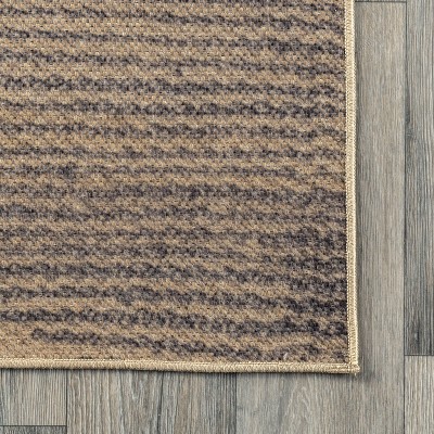 Natural and Gray Synthetic 5' x 8' Washable Area Rug