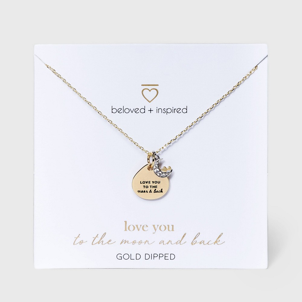 Beloved + Inspired Gold 'To The Moon and Back' Disc Chain Necklace - Gold