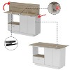 FUFU&GAGA White and Wood - Grain Kitchen Island Buffet with Storage - Expandable Countertop for Dining and Prep - 2 of 4
