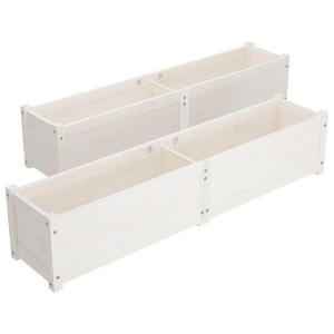vidaXL 2-Piece Garden Raised Beds in White, Solid Pinewood Constructed, Ideal for Outdoors, Spacious Flower Boxes, Easy Assembly Required - 1 of 4