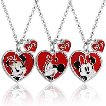 Disney Girls Minnie Mouse Best Friends Necklaces with BFF Charm and Minnie Mouse Pendant, Set of 3