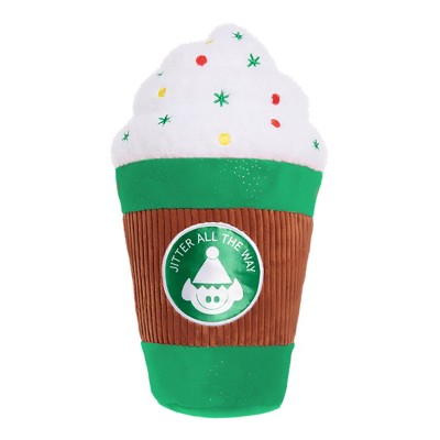 BARK Holiday Santa's Workchomp Jitter All the Way Latte Dog Plush Toy