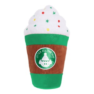 BARK Holiday Santa's Workchomp Jitter All the Way Latte Dog Plush Toy - 1 of 4