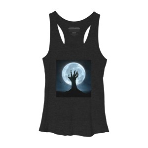 Women's Design By Humans Halloween! Zombie Hand Reaching from Grave T-Shirt By EBCD Racerback Tank Top - 1 of 3
