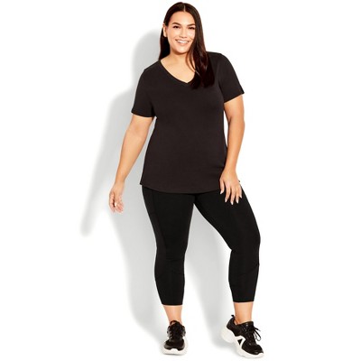Ave Leisure  Women's Plus Size Splice Panel Legging - Black - 18w : Target